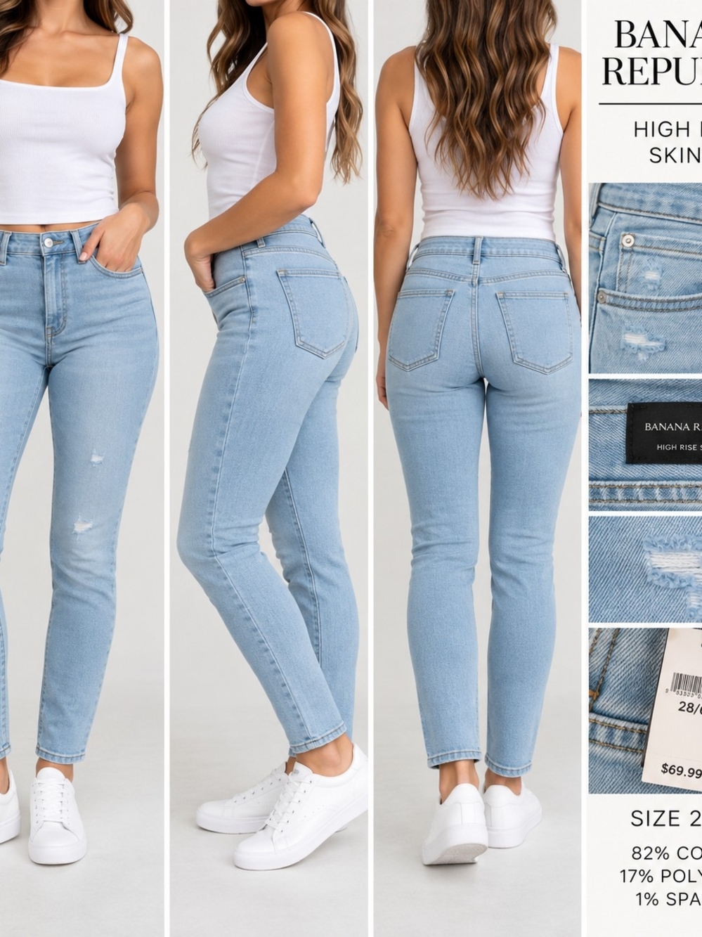 Banana Republic High Rise Skinny Jeans Women’s 28/6 Light Wash NWT